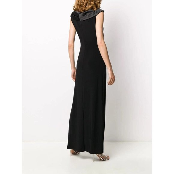 Lauren Ralph Lauren Leonetta Ruched Long Evening Formal Dress Size 6 Black - Picture 4 of 8